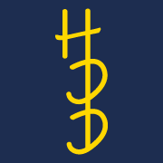 Logodesign von Hanske Digital Design in quadratischer Form. Gold gelbe Buchstaben "HDD" (Reihung untereinander) auf dunkelblauem Grund. Der rechte Strich des H's bildes den senkrechten Strich der D'.